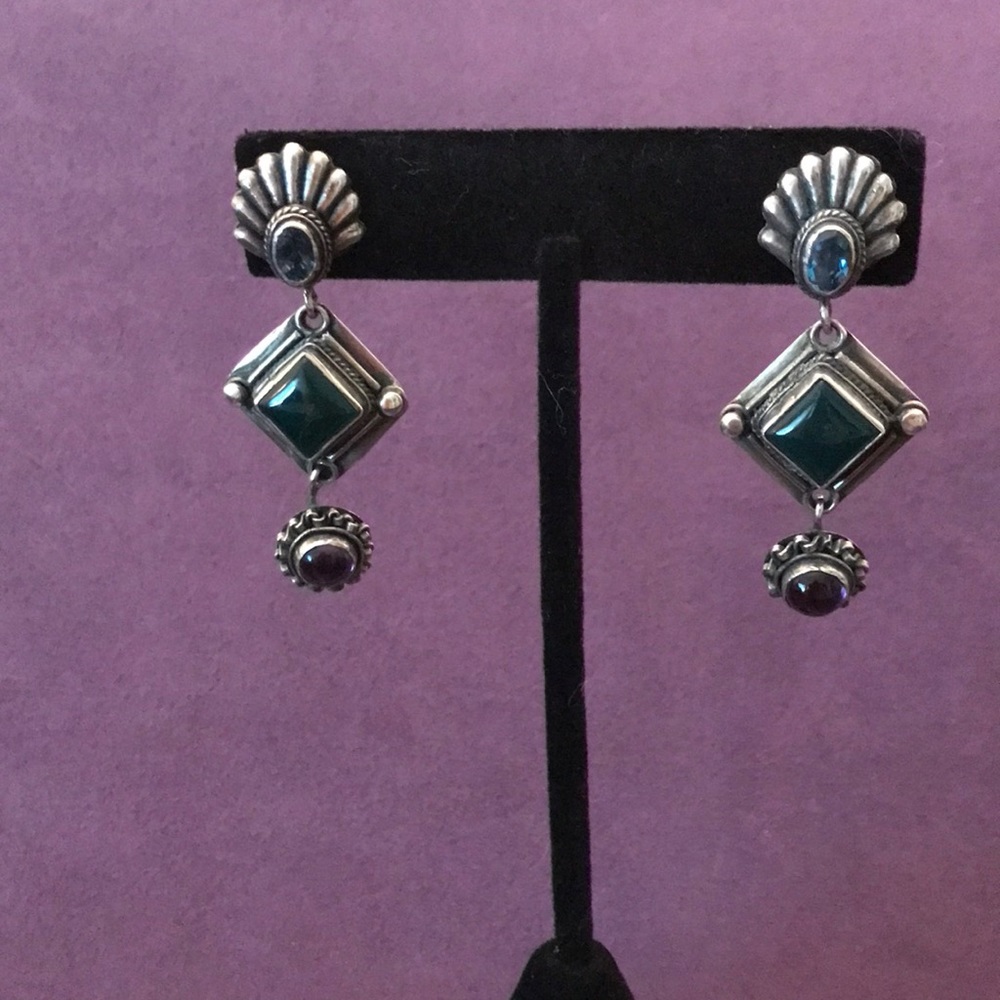 Pretty Sterling Silver Earrings w/Stones